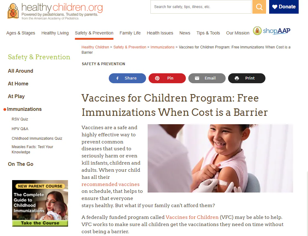 Factsheet: Vaccines for Children Program - Free Immunizations When Cost is a Barrier