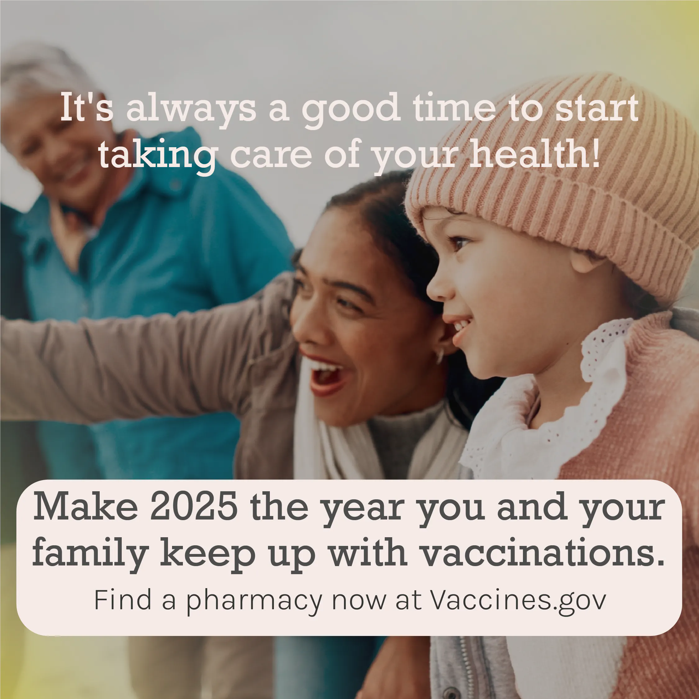 Social media: Graphic promotes taking care of your health in 2025 (English, Spanish)