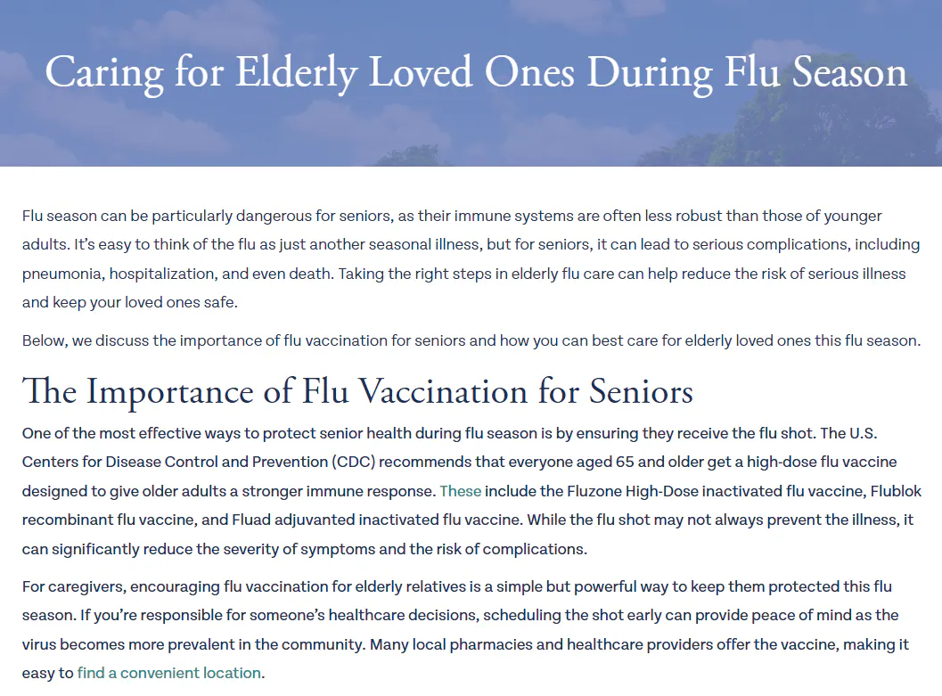 Factsheet: Caring for elderly loved ones during flu season