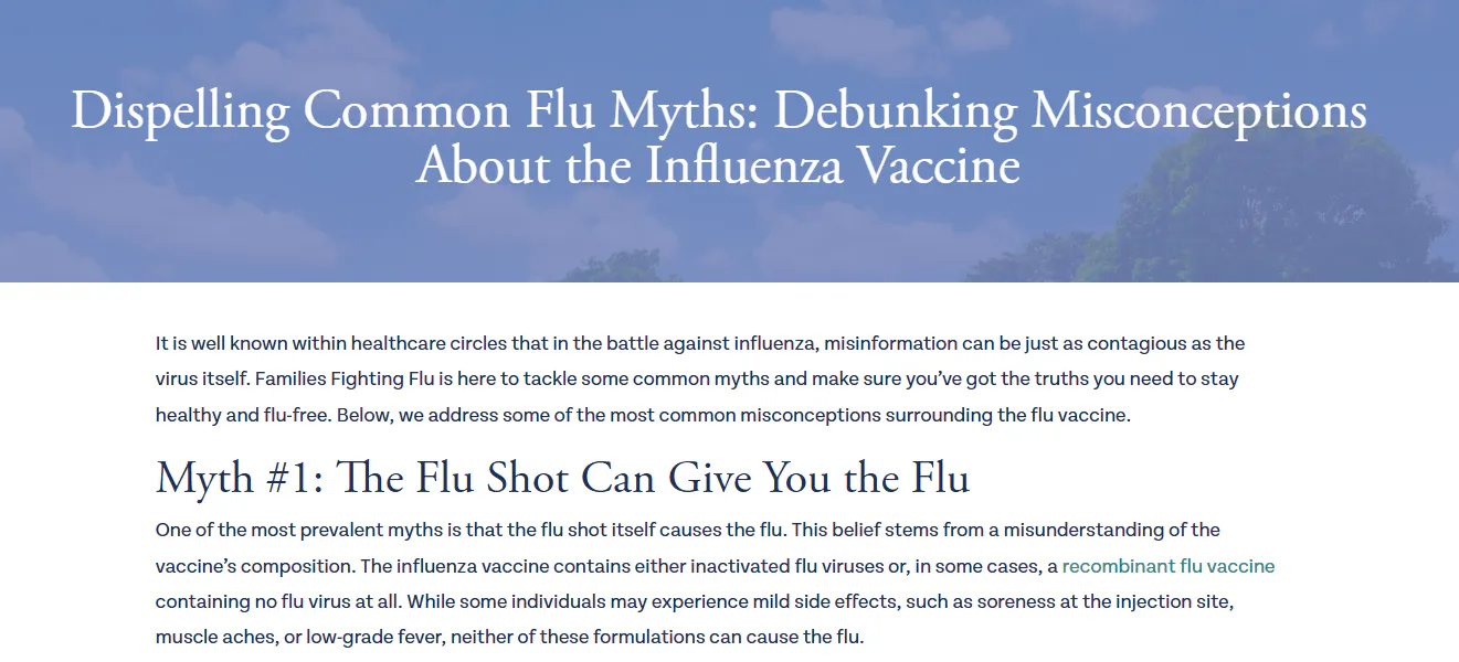 Factsheet: Debunking misconceptions about the influenza vaccine