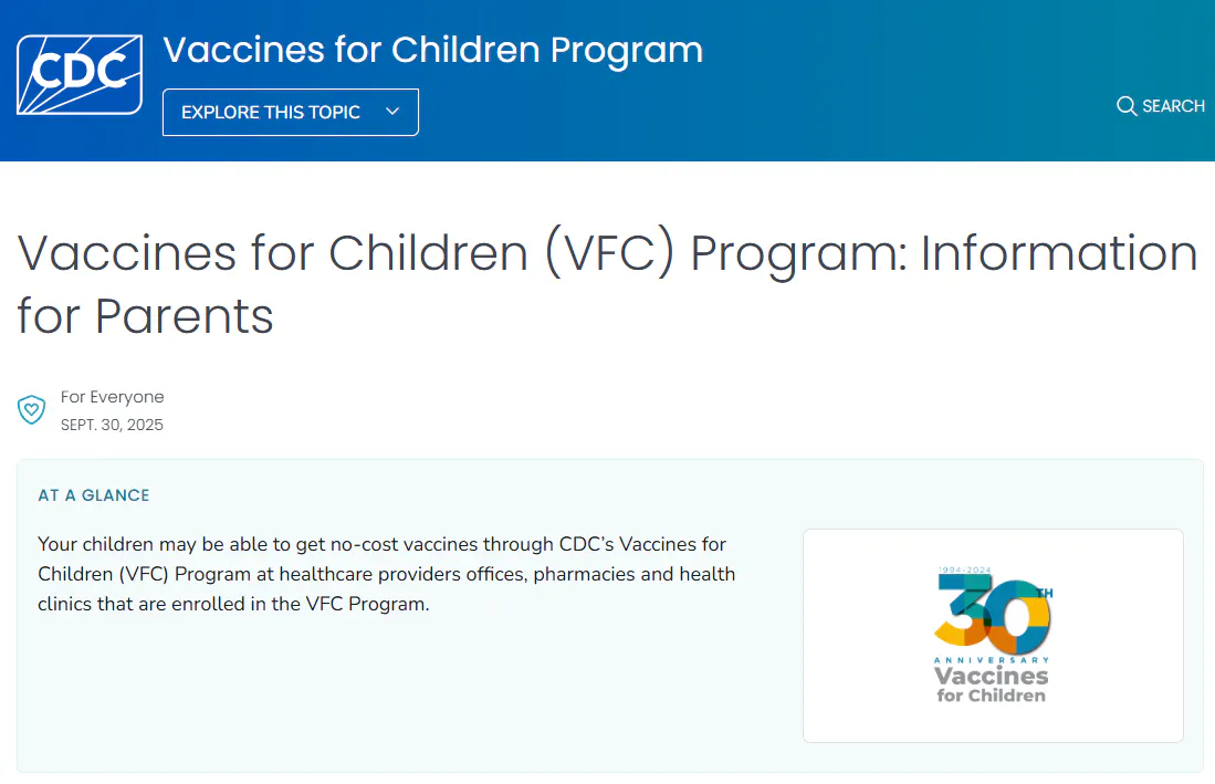 Factsheet: Vaccines for Children (VFC) Program - Information for parents and guardians