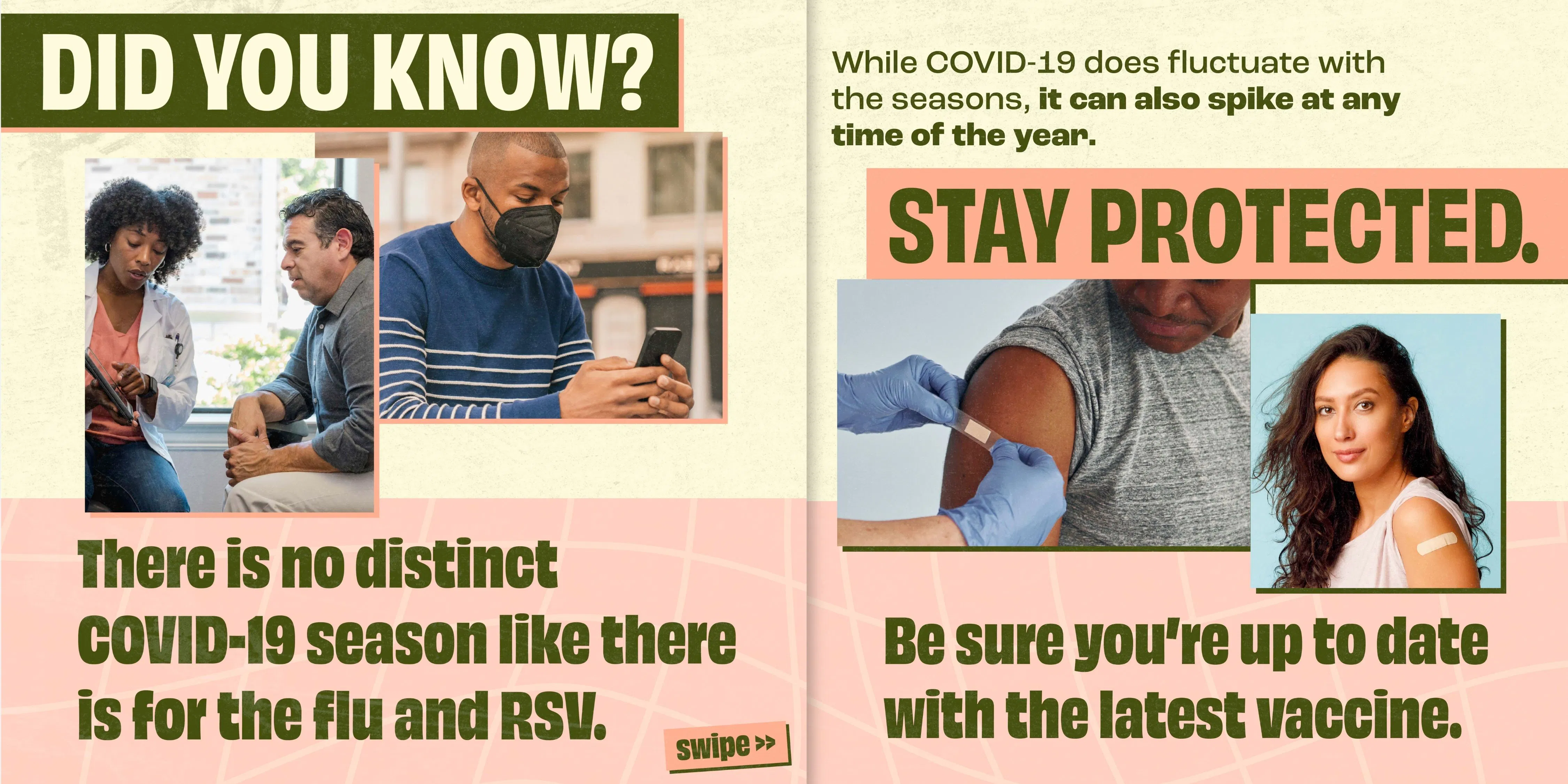 Social media: Graphics emphasize that COVID-19 can spike at any time of the year (English, Spanish)