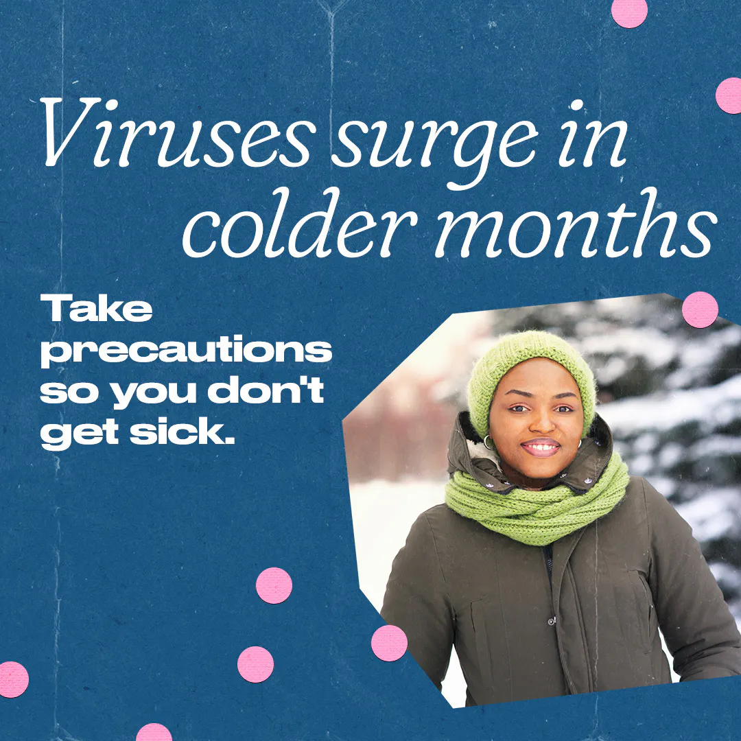 Social media: Graphic recommends precautions for winter virus season (English, Spanish)
