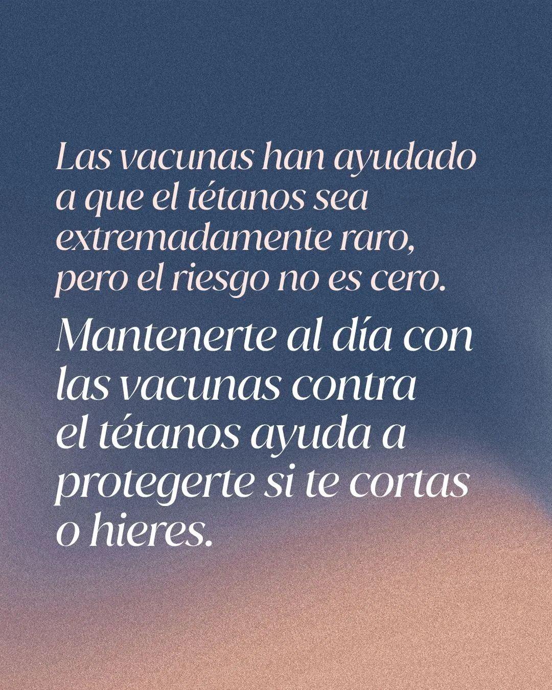 Mantente al día con las vacunas contra el tétanos