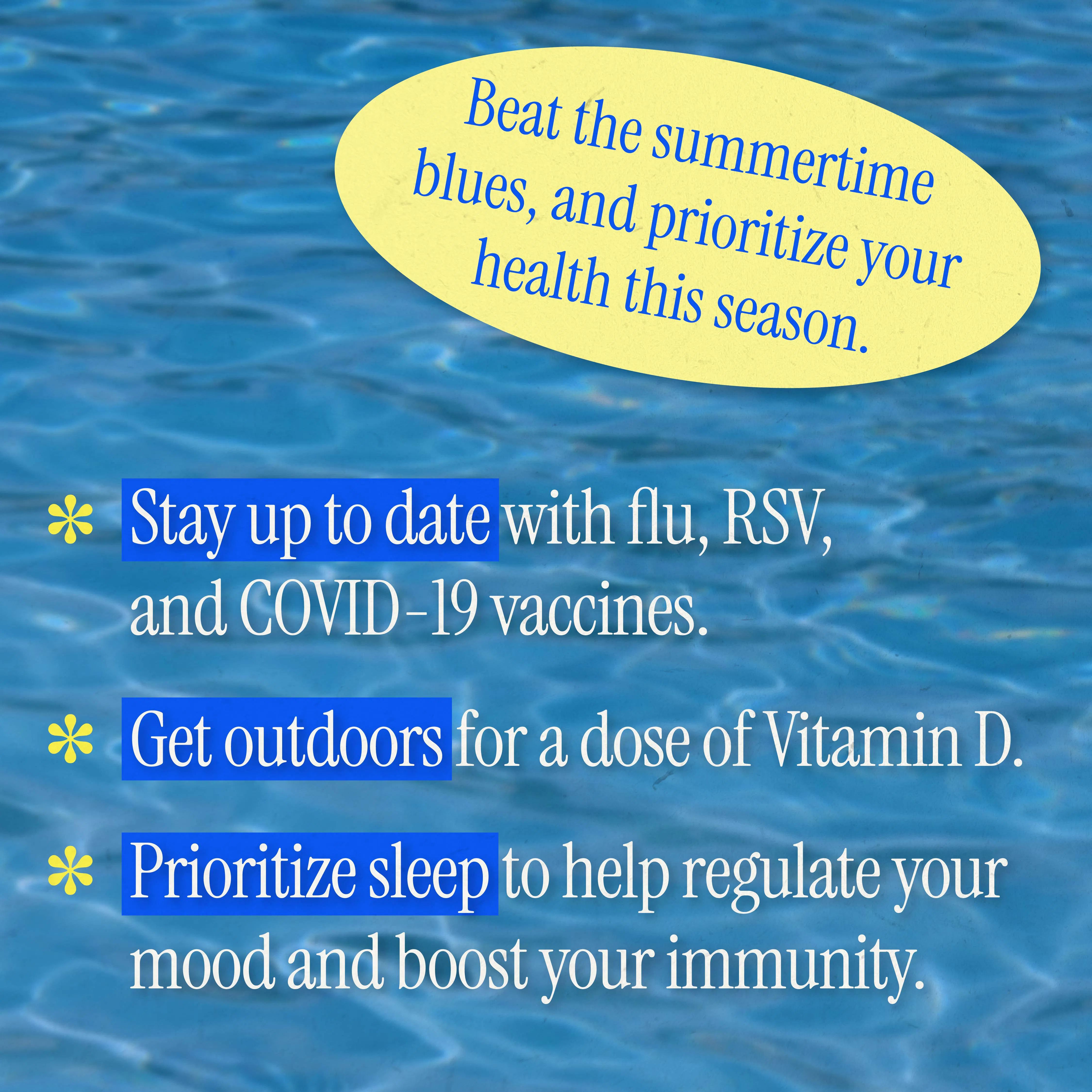 Social media: Graphic highlights vaccinations for a healthy summer (English, Spanish)