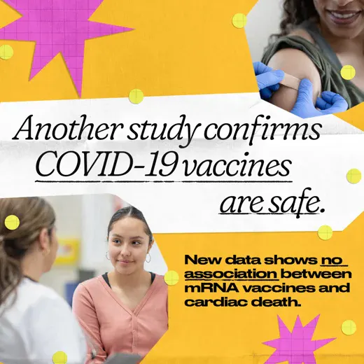 Social media: Graphic emphasizes that COVID-19 vaccines are safe for your heart (English, Spanish)