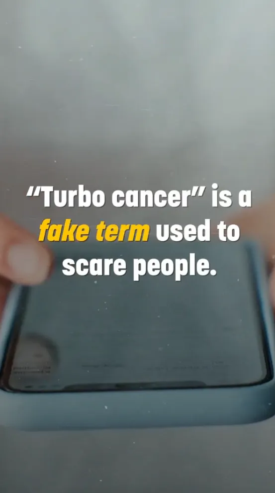 Social media: Video debunks the term "Turbo cancer" and highlights vaccine safety (English, Spanish) (0:45)