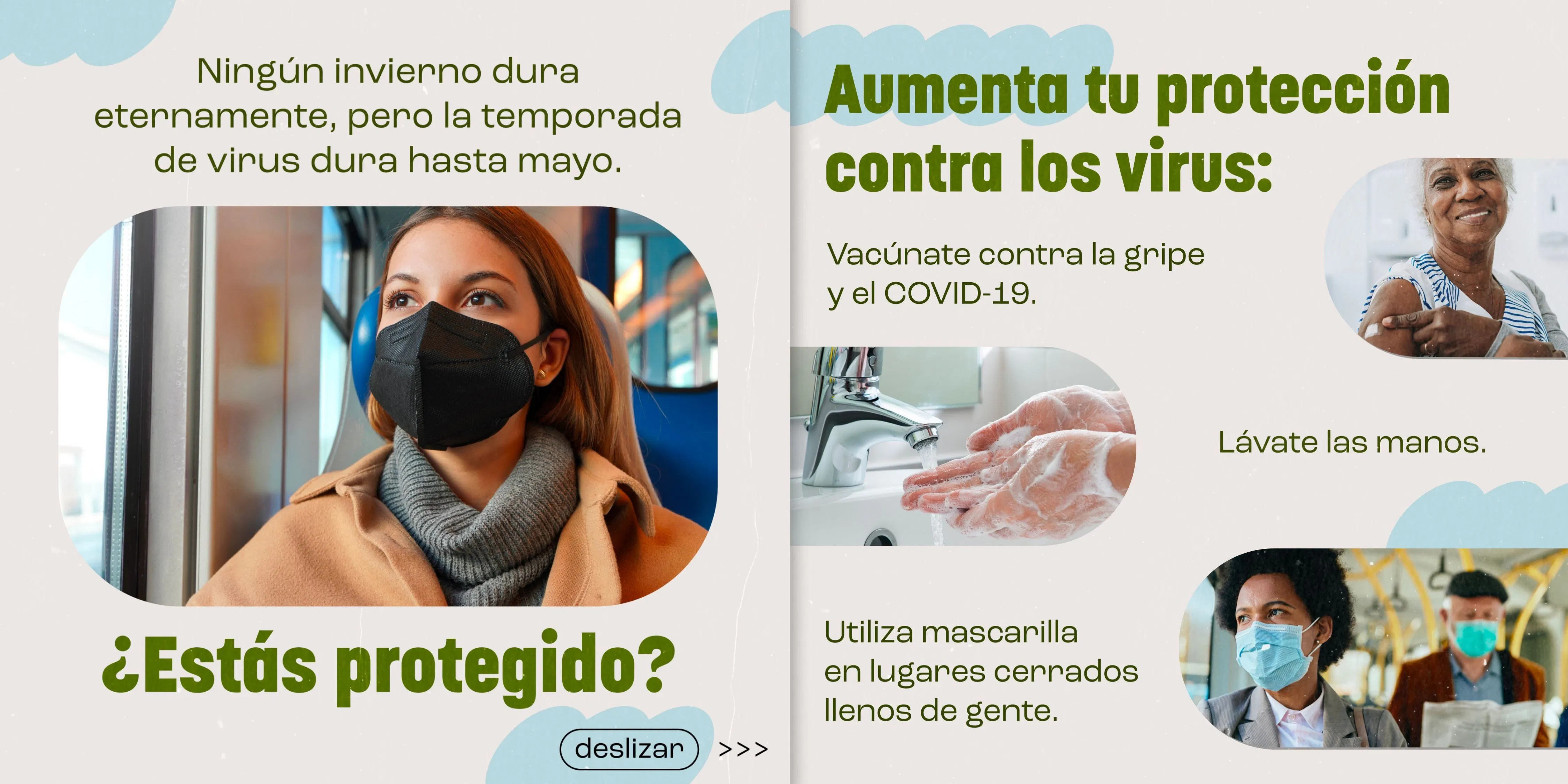 Redes sociales: Gráfico motiva a añadir capas de protección durante la temporada de virus respiratorios (inglés, español)