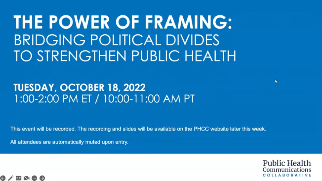Webinar: The power of framing - bridging political divides to strengthen public health