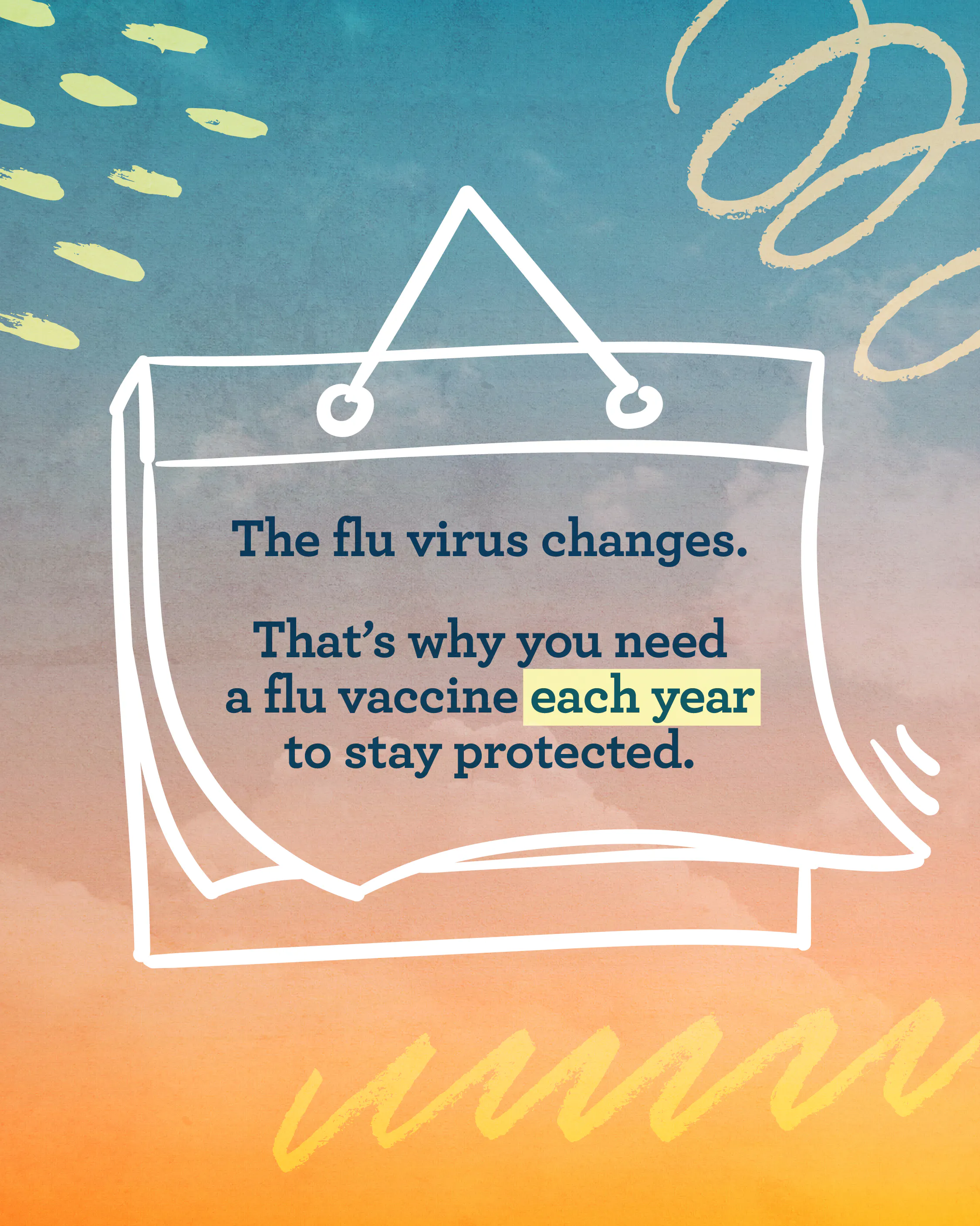 The flu virus changes, so we need a yearly flu vaccine to stay protected