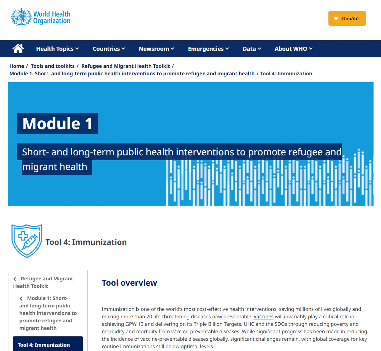 Toolkit: Immunization to promote refugee and migrant health