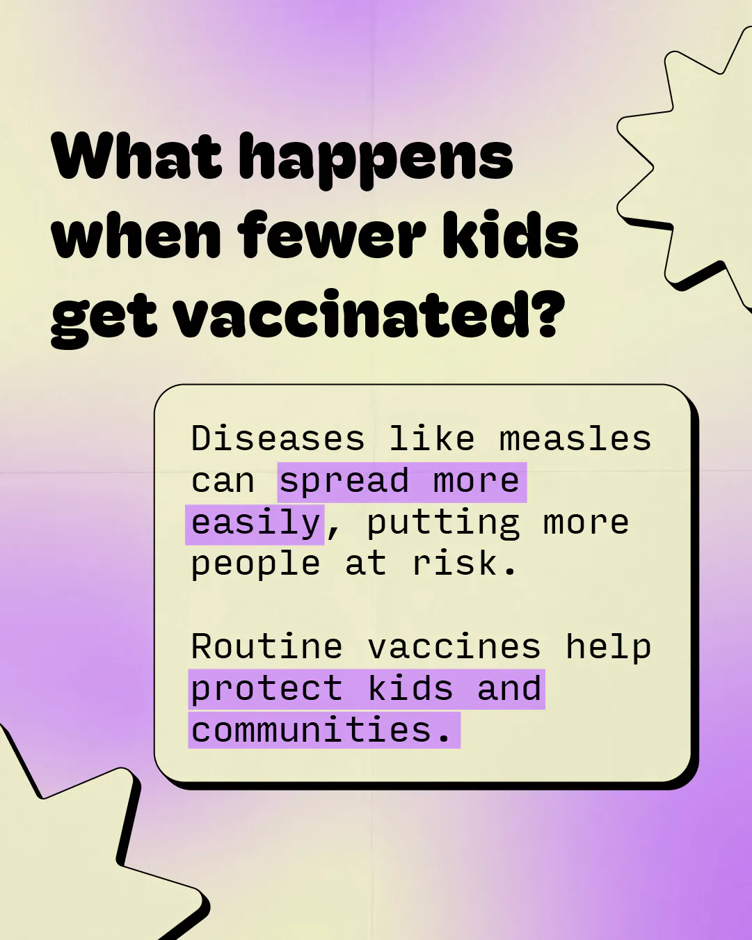 Lower vaccination rates put the whole community at risk