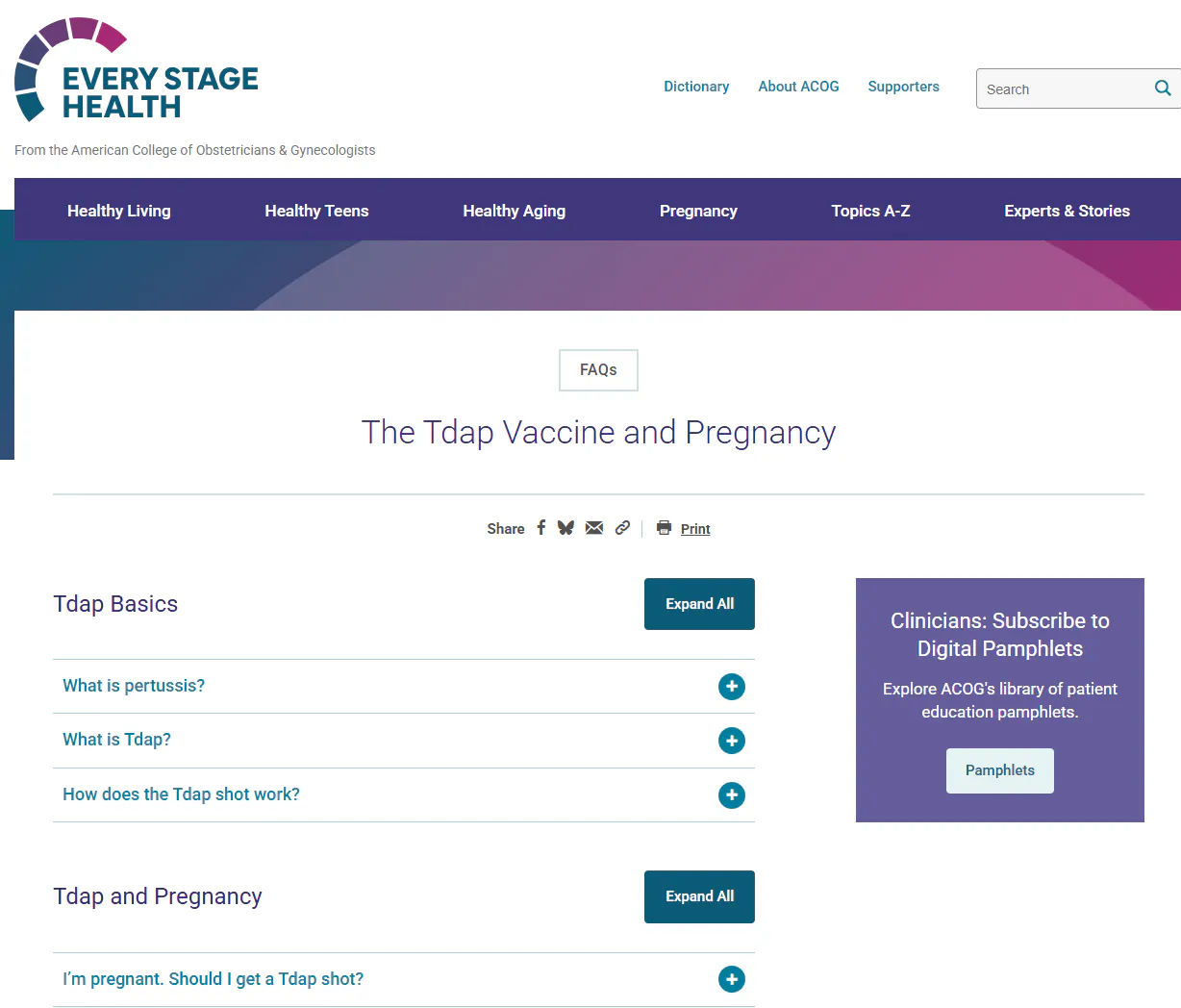 Factsheet: The Tdap vaccine and pregnancy