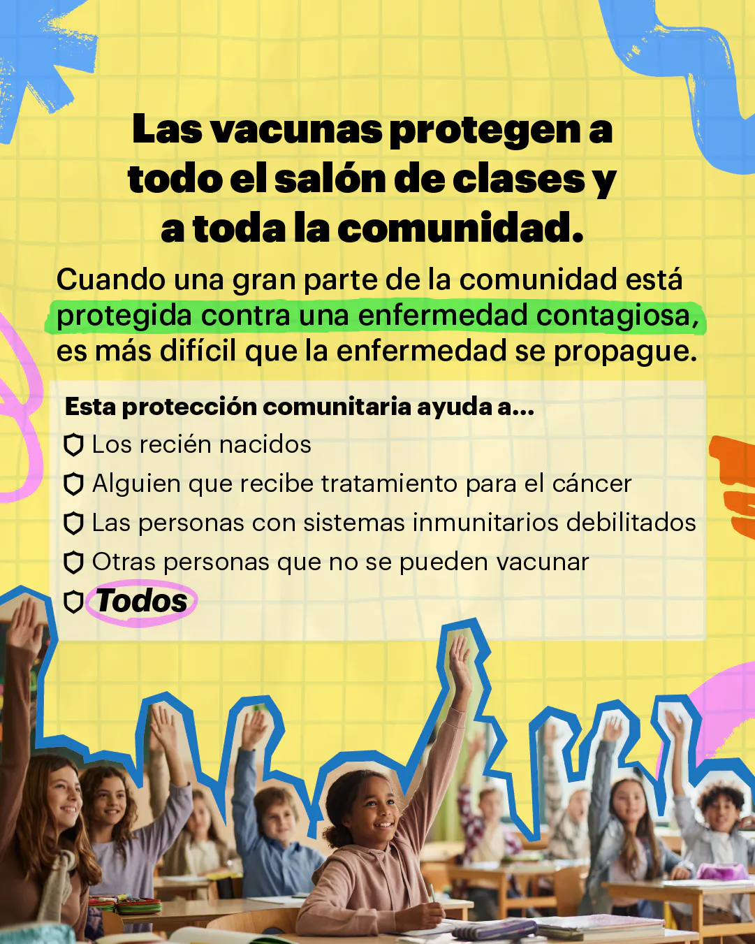 Las vacunas protegen a todo el salón de clases y a toda la comunidad