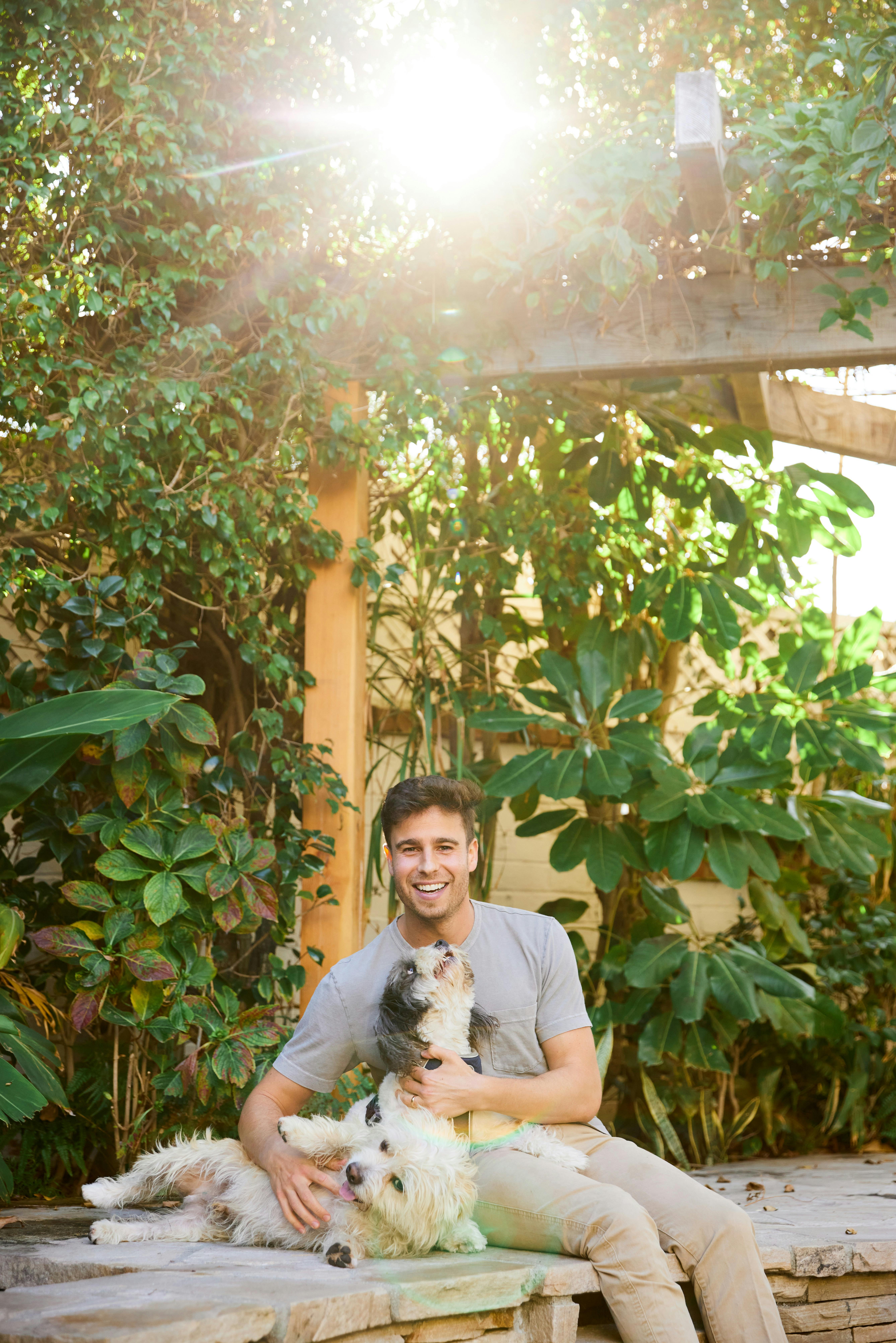 Brandon Werber, Founder & CEO, Airvet in a portrait with his dog