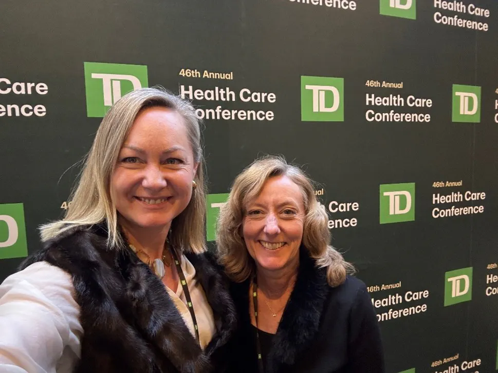 HealthInvests förvaltare Elli Hult och Astrid Samuelsson på TD Cowens hälsovårdskonferens i Boston.