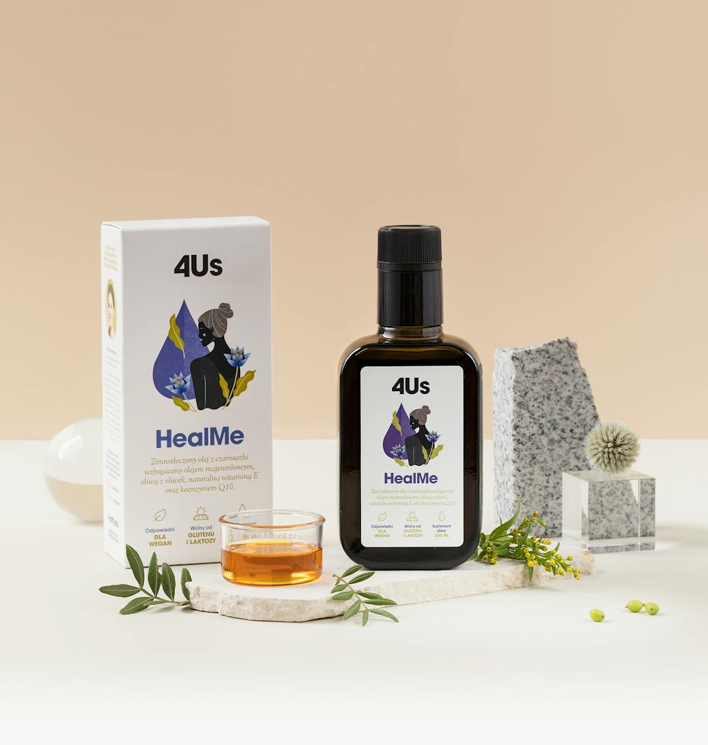 Suplementy diety - olej HealMe od HealthLabs, butelka 250 ml. Suplementy diety - olej HealMe od HealthLabs, butelka 250 ml.