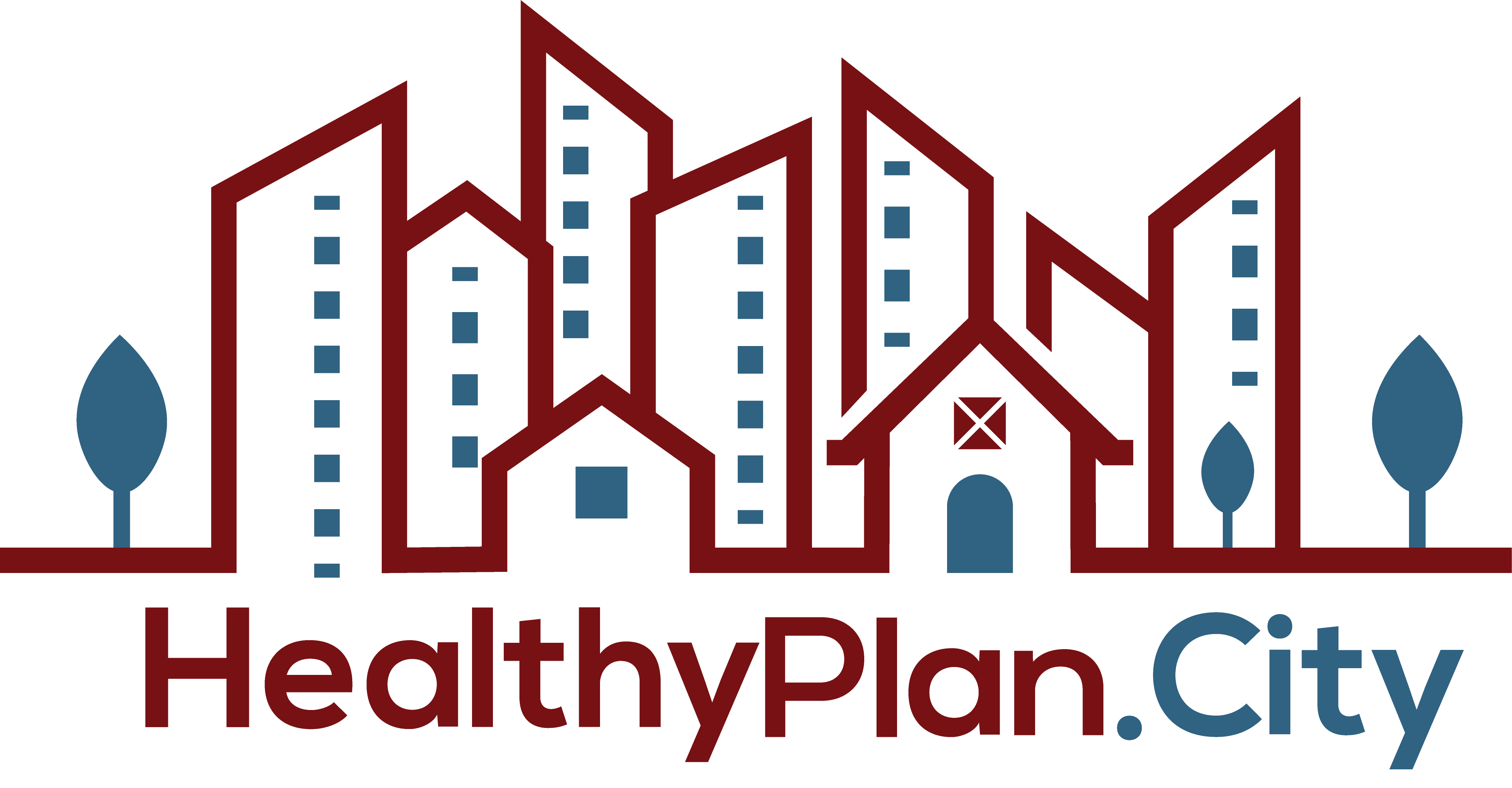 The HealthyPlan.City logo: a simple city outline with HealthyPlan.City in text below. 
