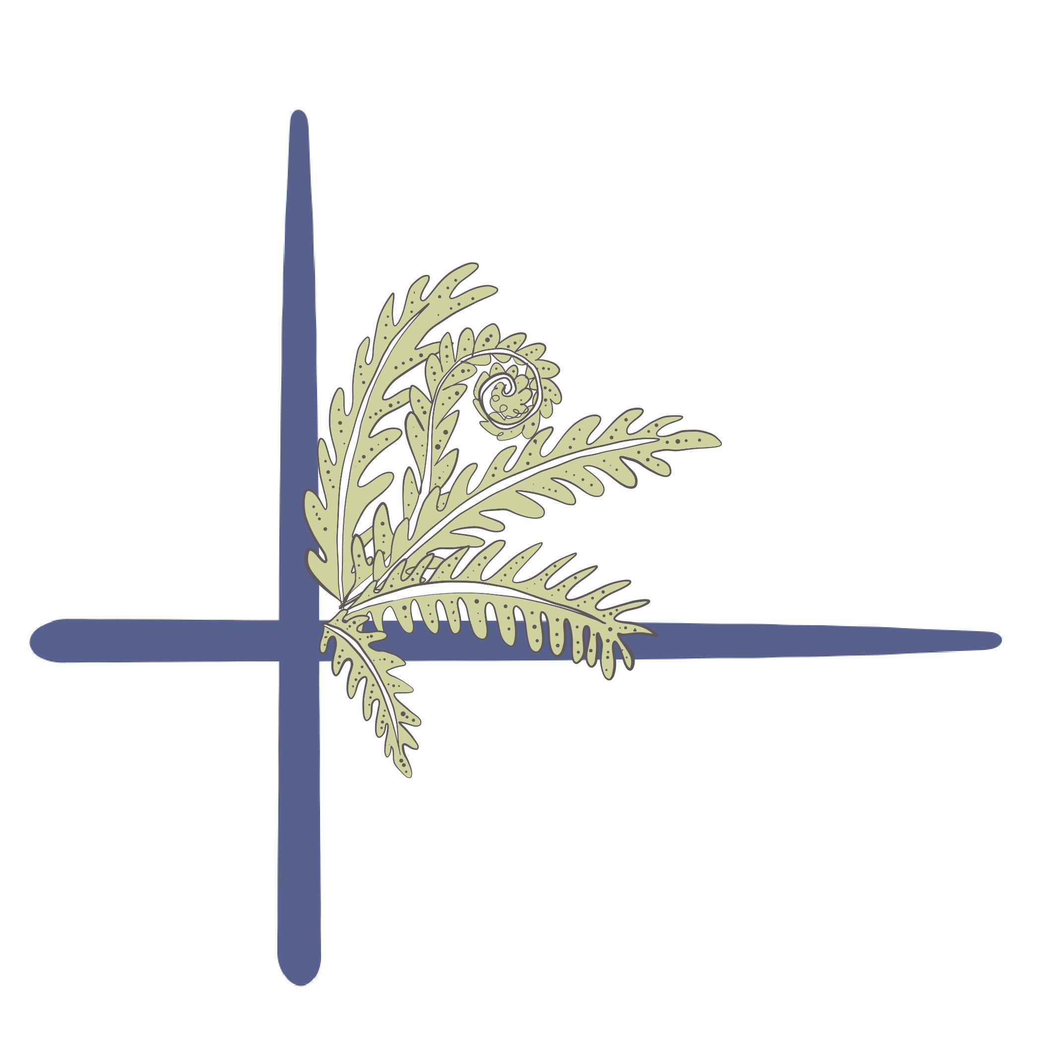 An illustration of a fern perched on the Hearth Place logo