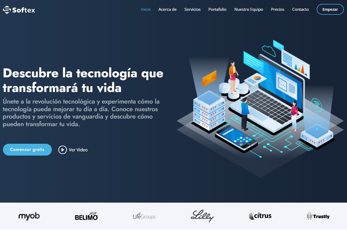 Imagen de pagina de inicio Softex - Technology