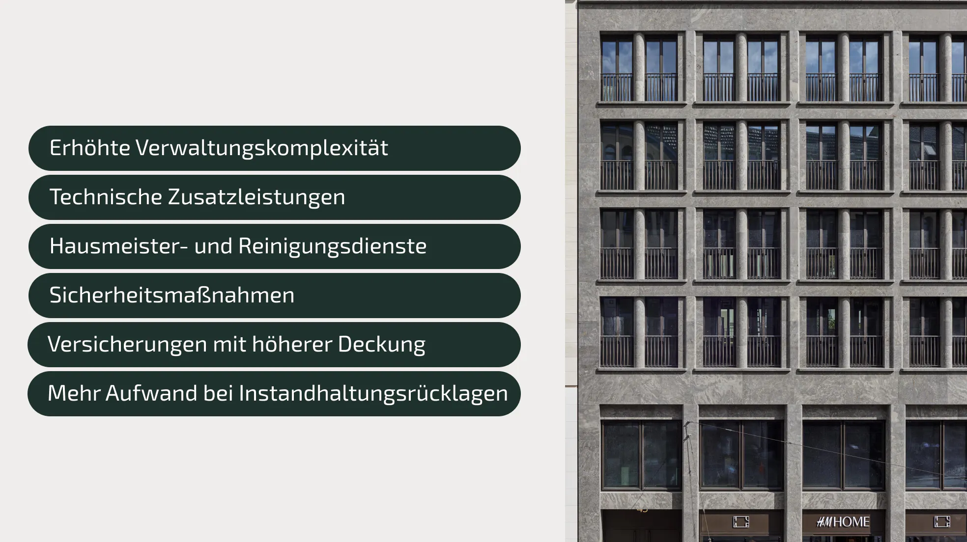 Zusatzkosten für größere Wohnanlagen