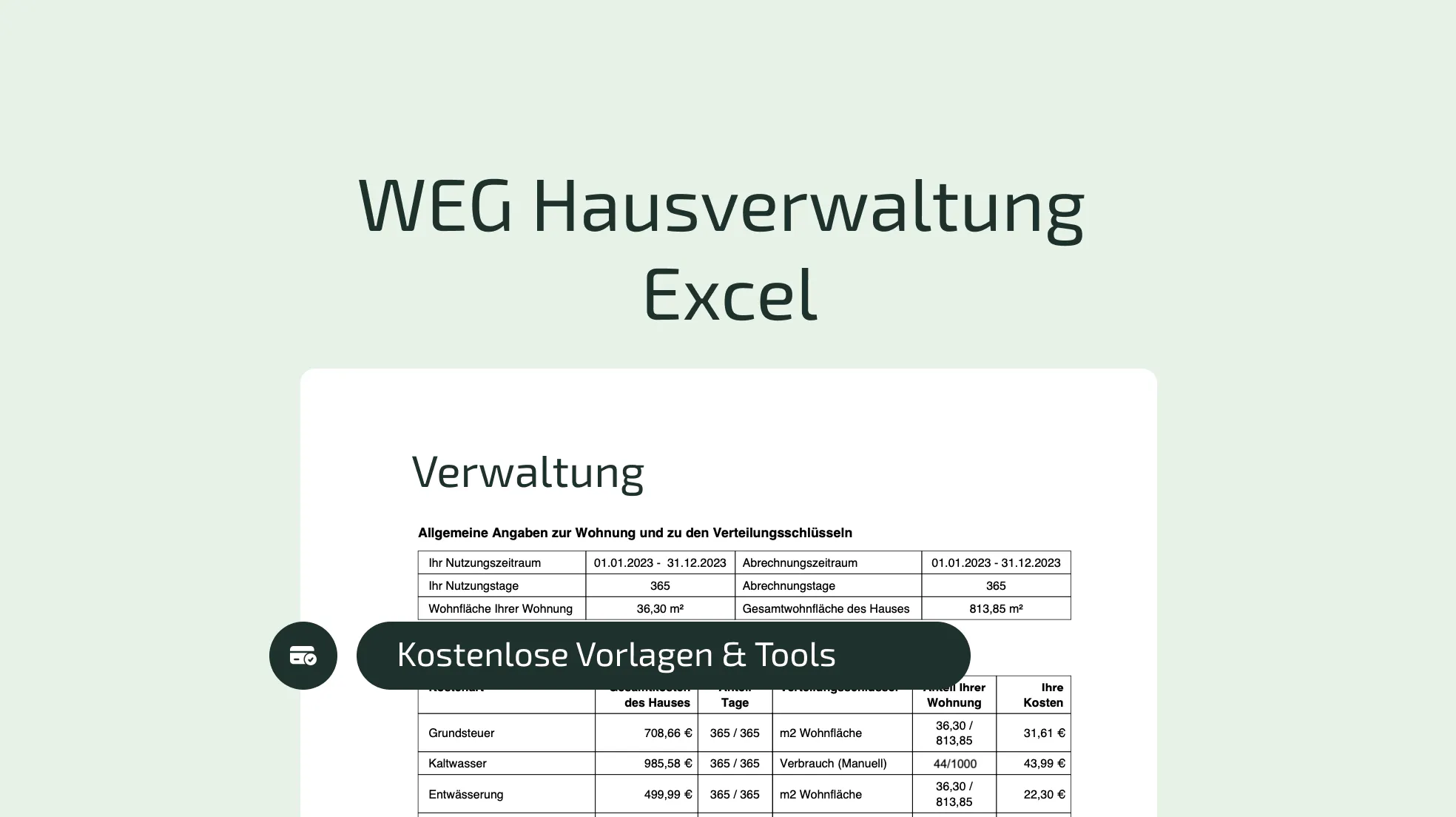 Kostenlose Vorlagen und Tools für ihre WEG Hausverwaltung mit Exel