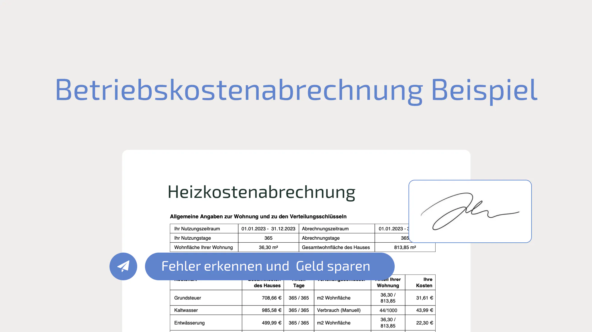 Betriebskostenabrechnung Beispiel
