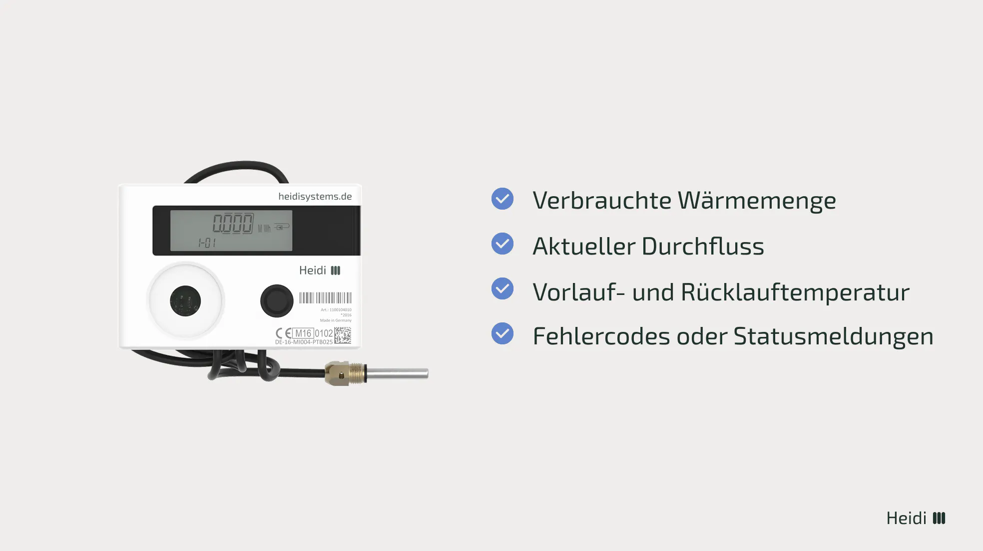 Ablesbare Werte und Informationen bei einem Wärmemengenzähler