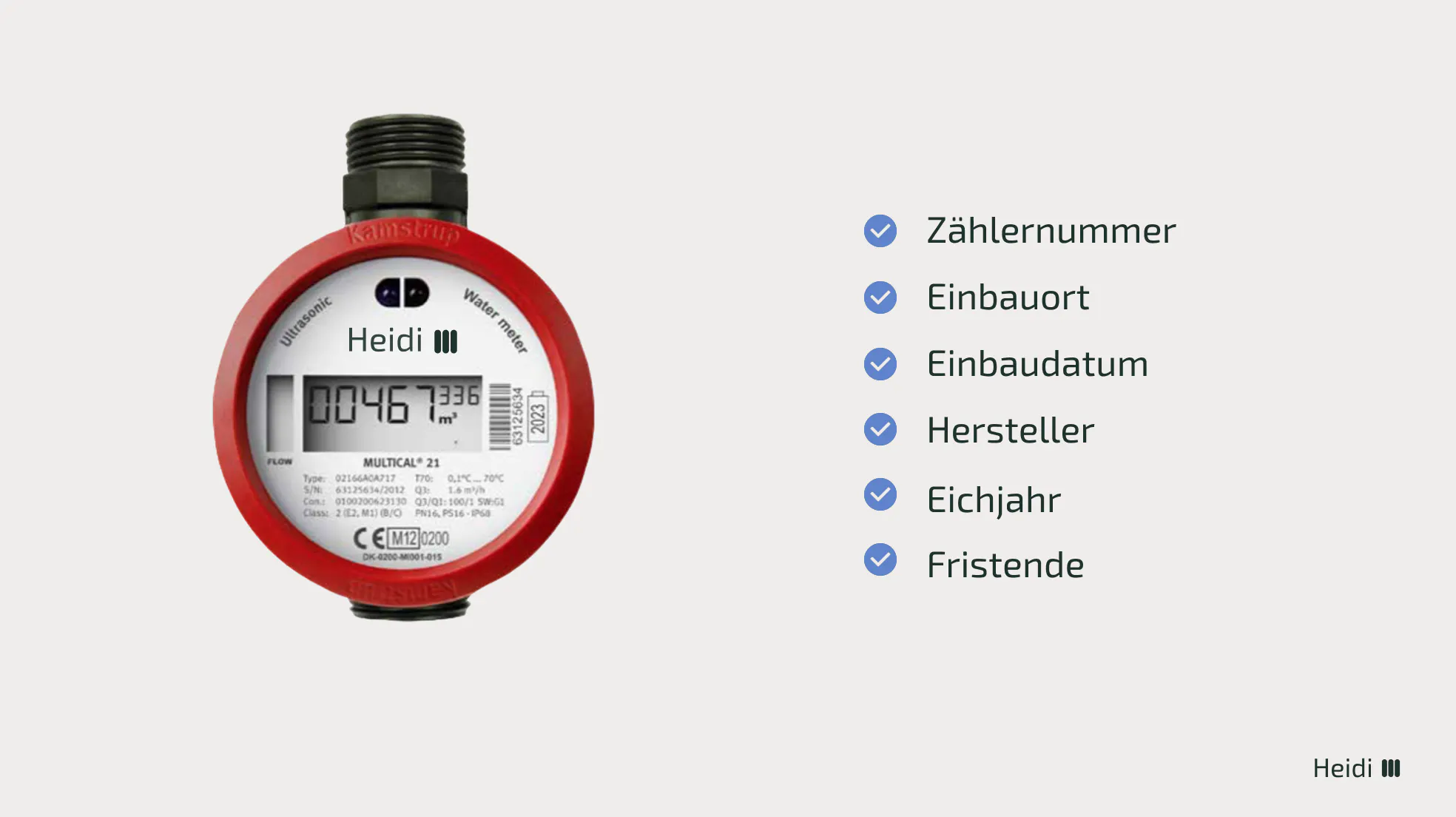 Zählerdaten zur Erfassung für die Dokumentation der Eichfristen