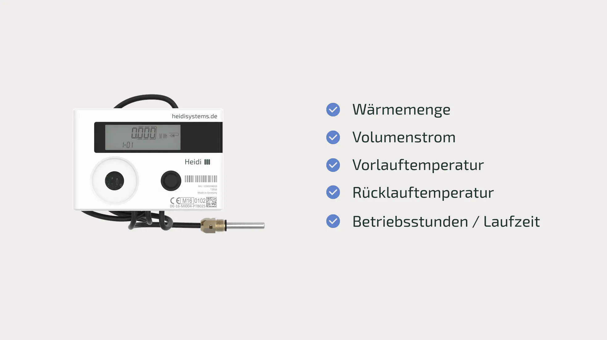 Typische angezeigte Werte eines Wärmemengenzähler