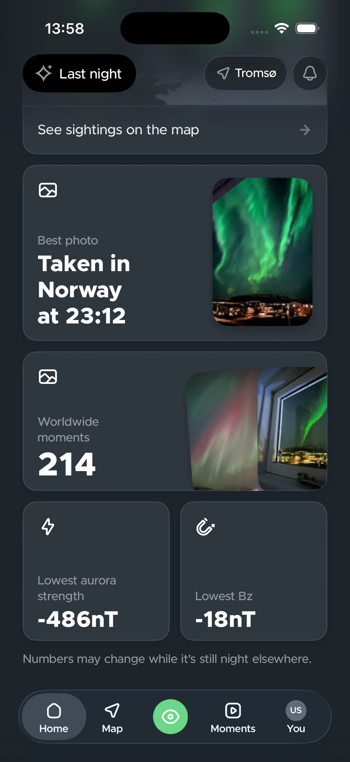 Activity map and peak real-time metrics