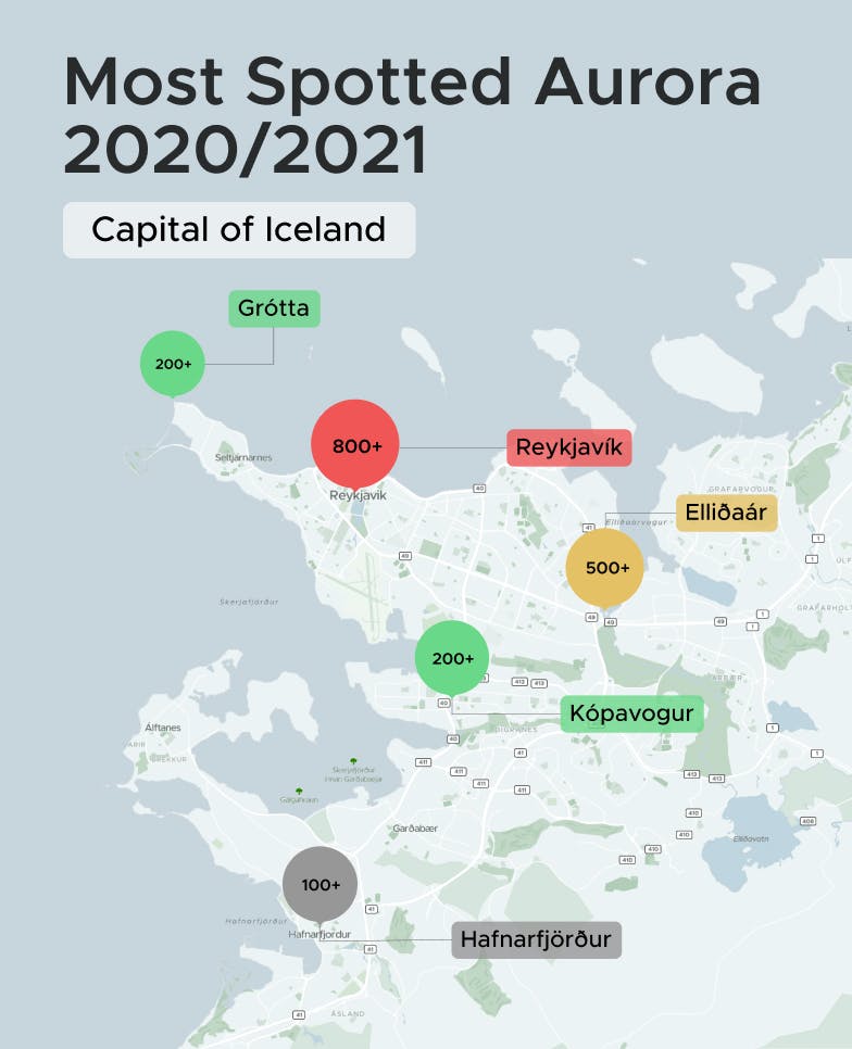 Top Northern Lights Location in the Capital, Iceland 2020/2021
