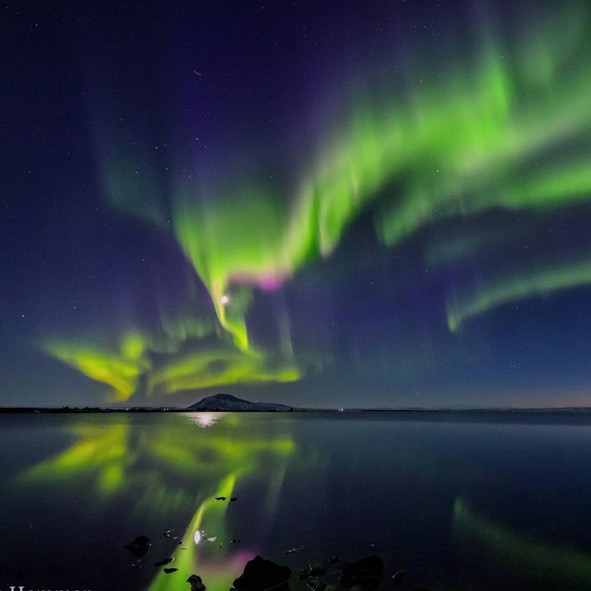 Aurora over ocean in Norway by @hammer_foto