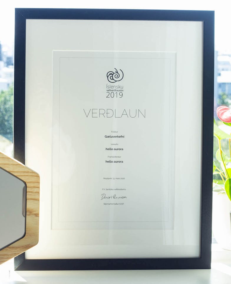 Hello aurora won in the Icelandic Web Awards