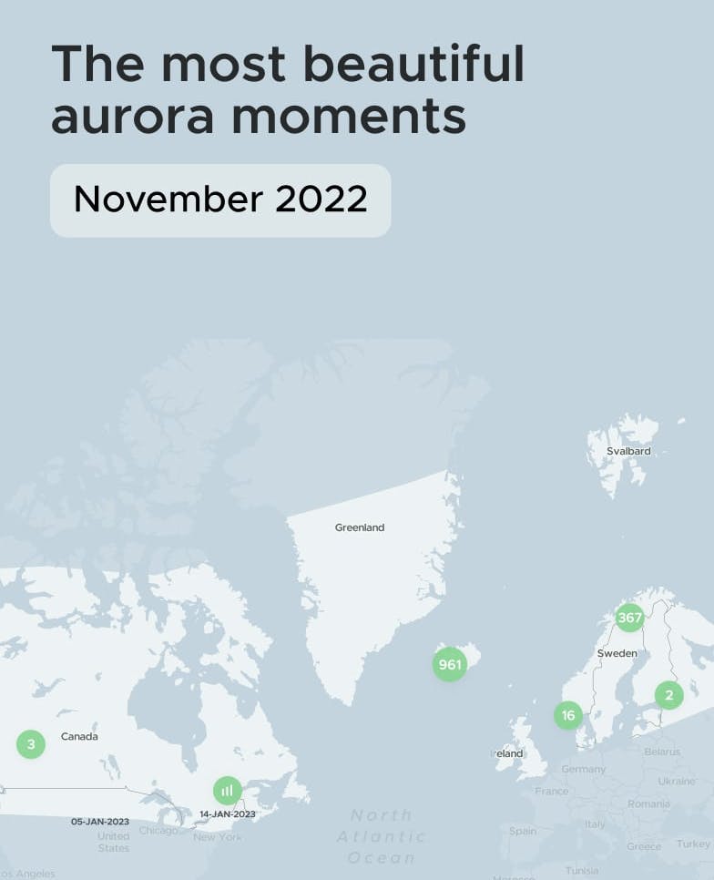 November 2022, Top aurora spotting