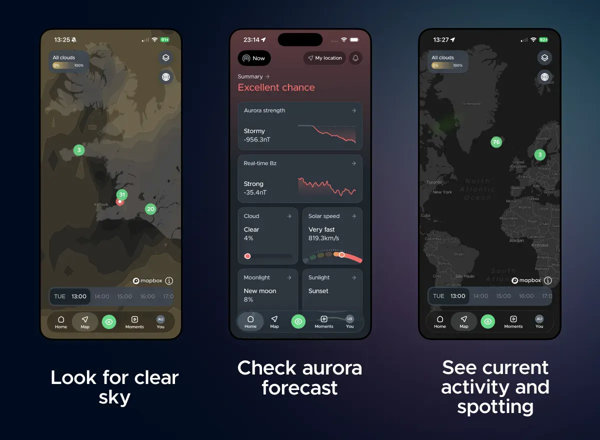 Steps on how to see the Northern Lights in Iceland tonight