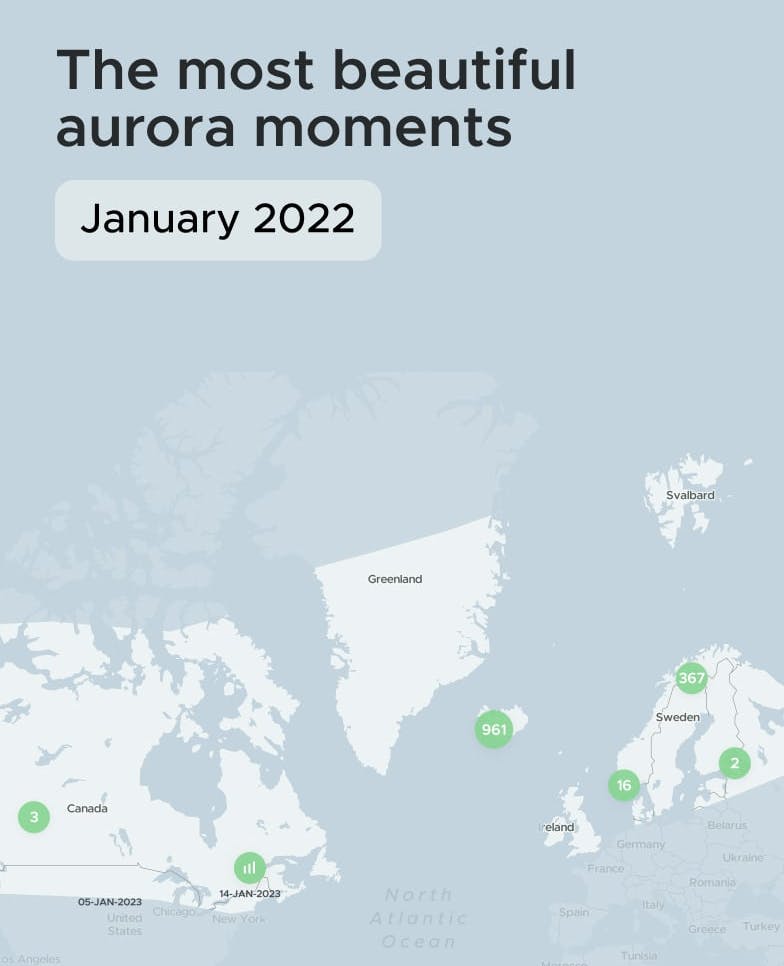 January 2022, Top aurora spotting