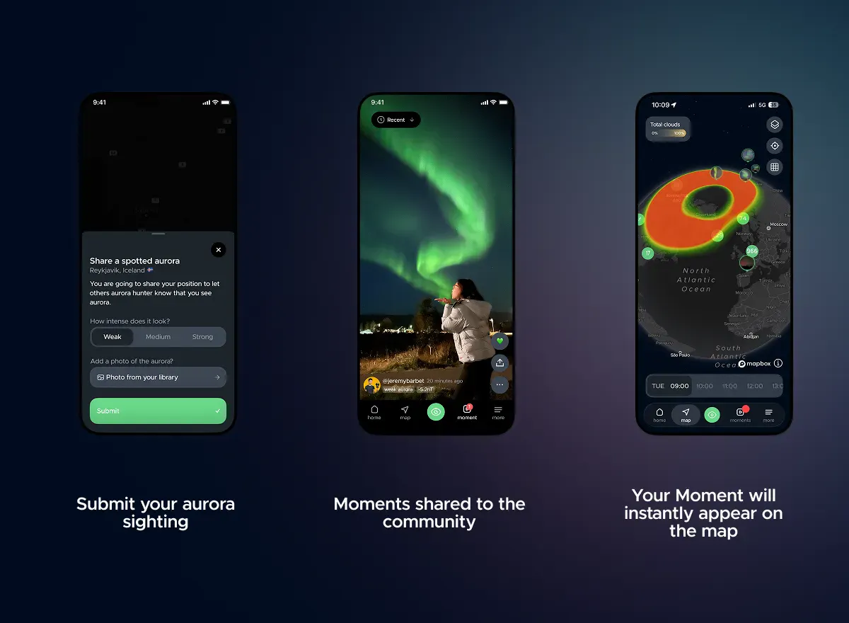 See and share the aurora sightings with the community