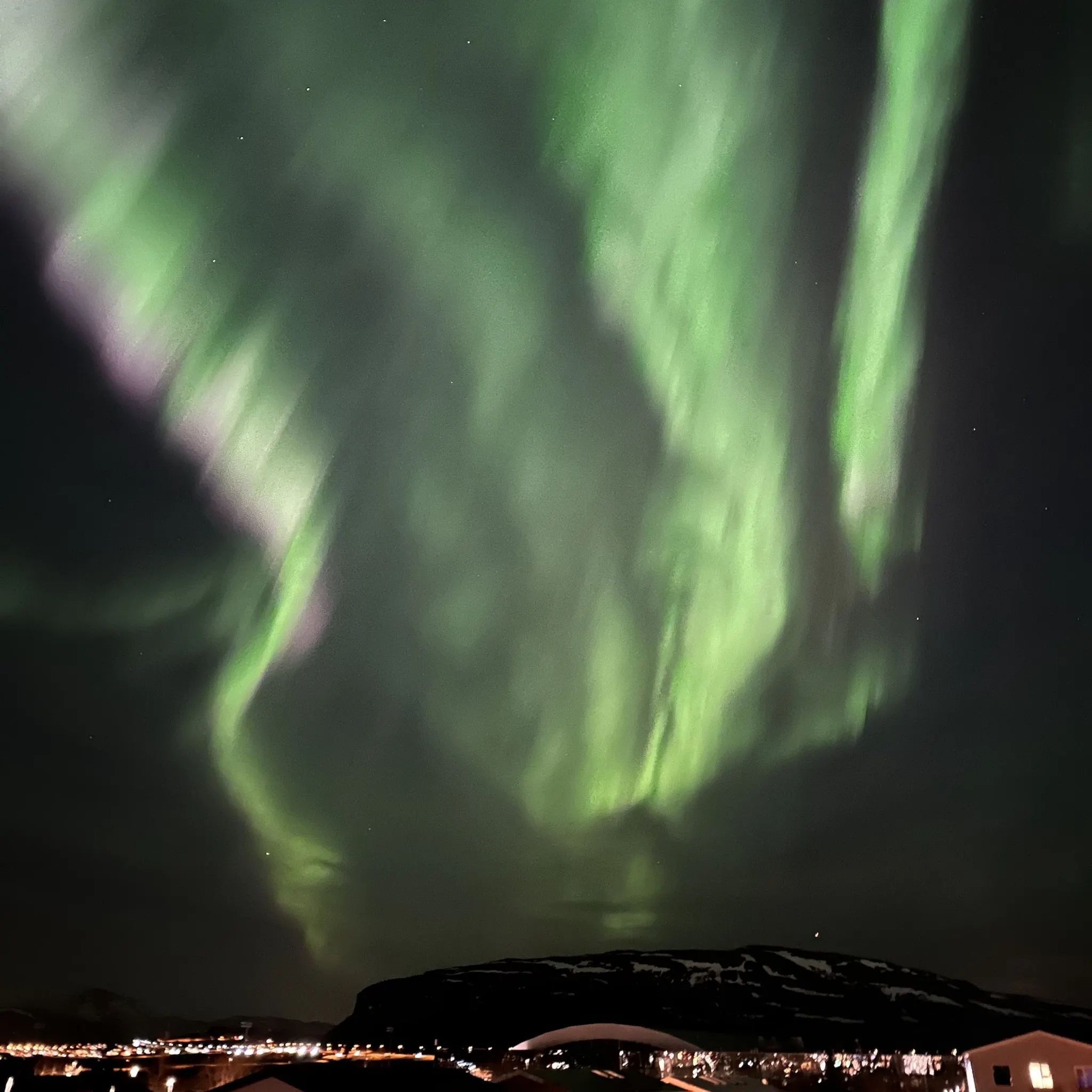 Strong aurora dancing in the sky