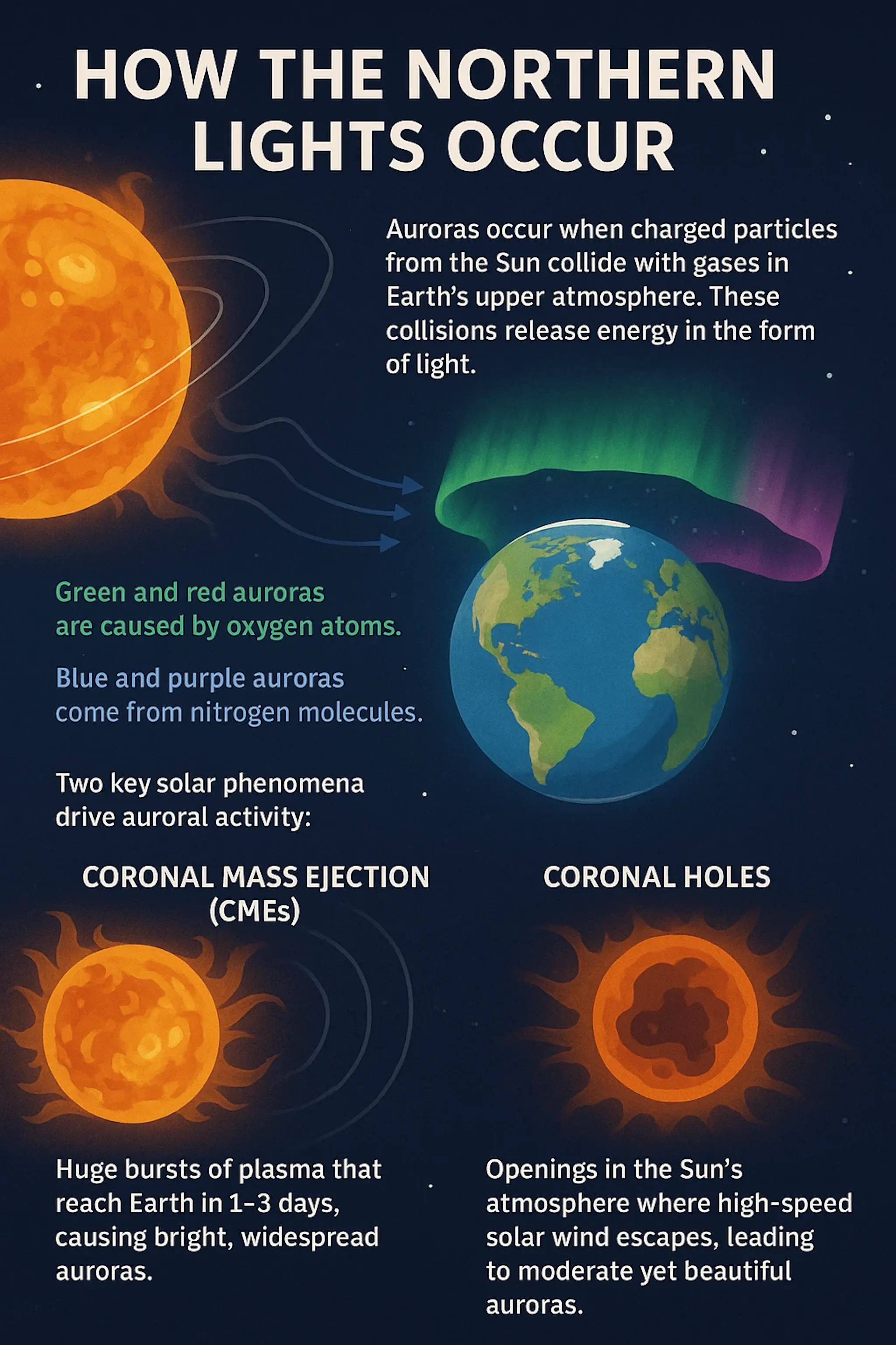 Inforgraphic explained what cause the Northern Lights