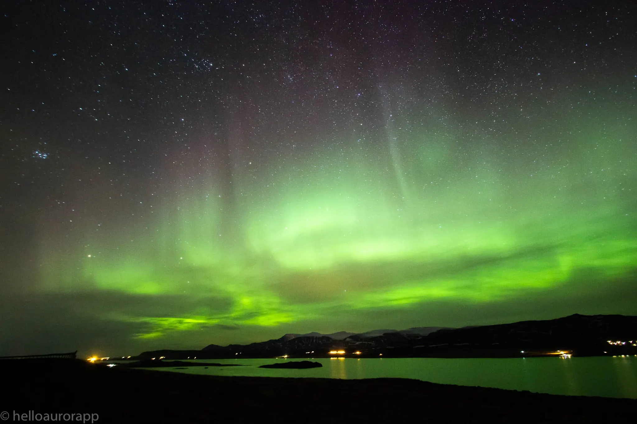 Beautiful aurora displaying in the sky