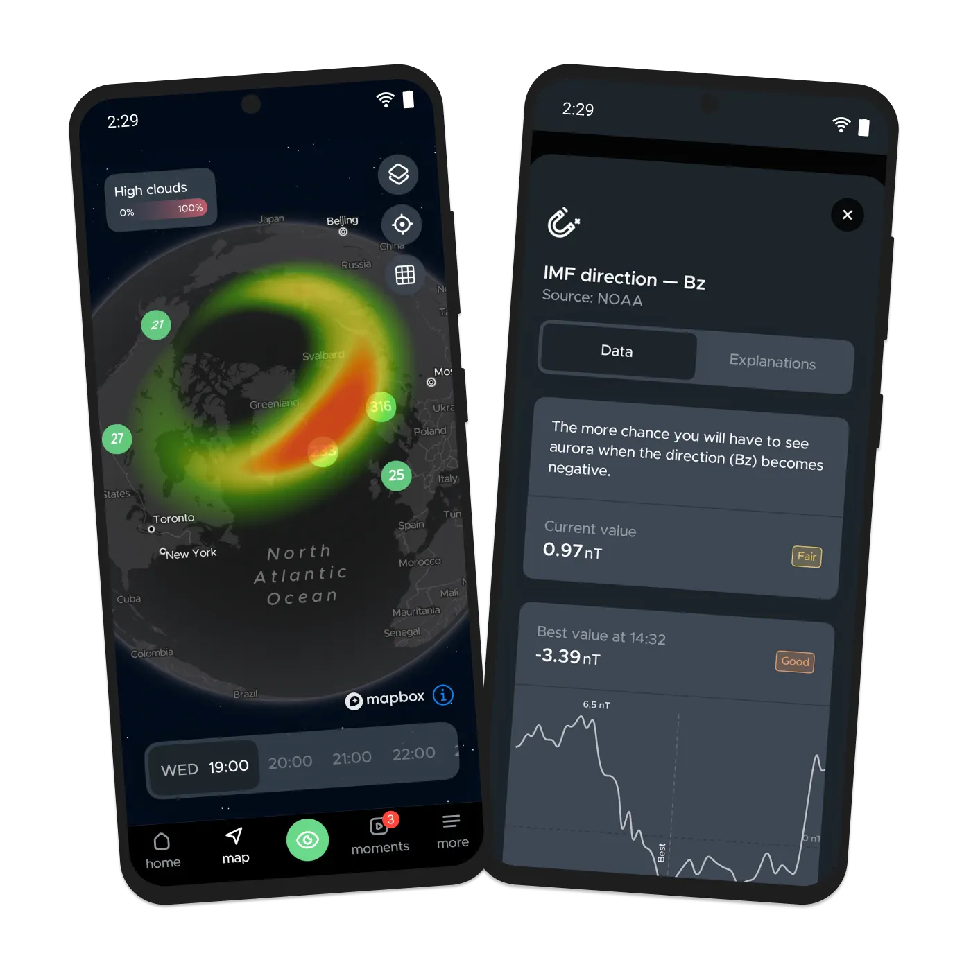 Download Hello Aurora app on android devices and track the Northern Lights in real-time