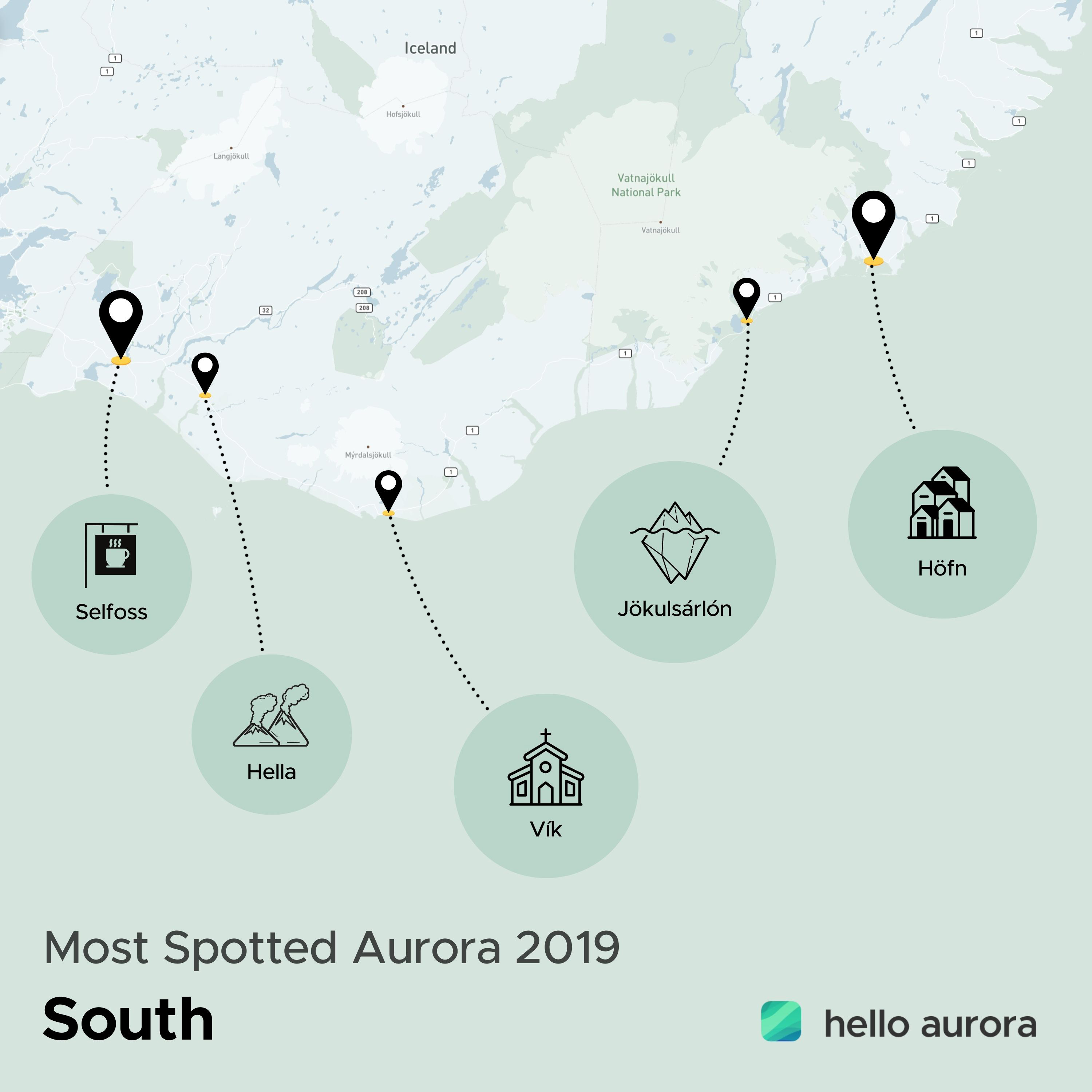 Best Places to see the Northern Lights in the South, Iceland 2019/2020