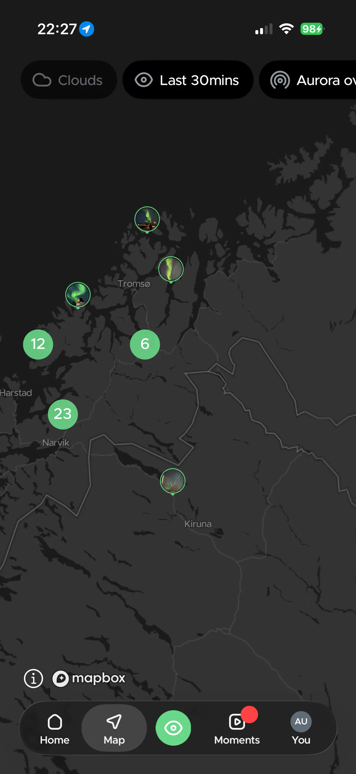 Last 30 mins sightings