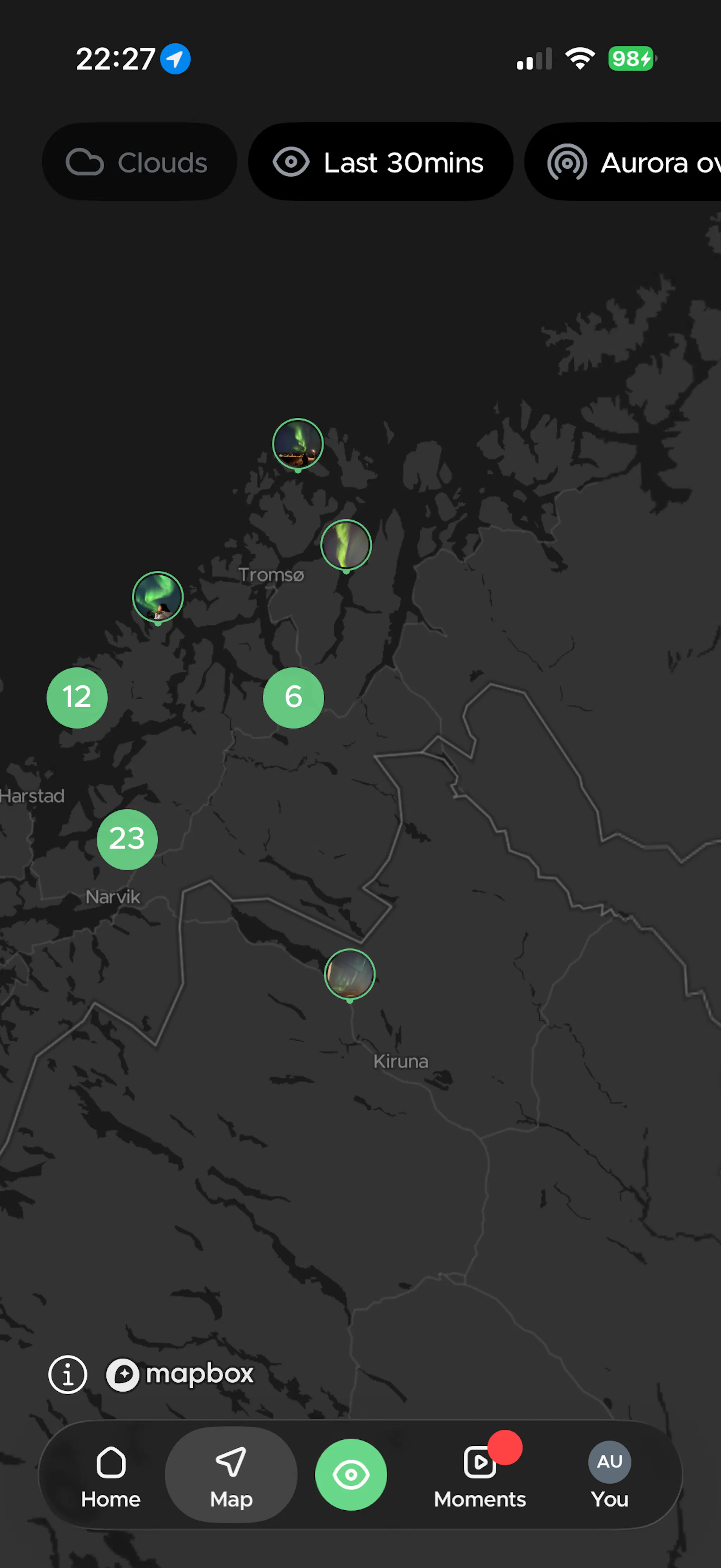 Last 30 mins sightings