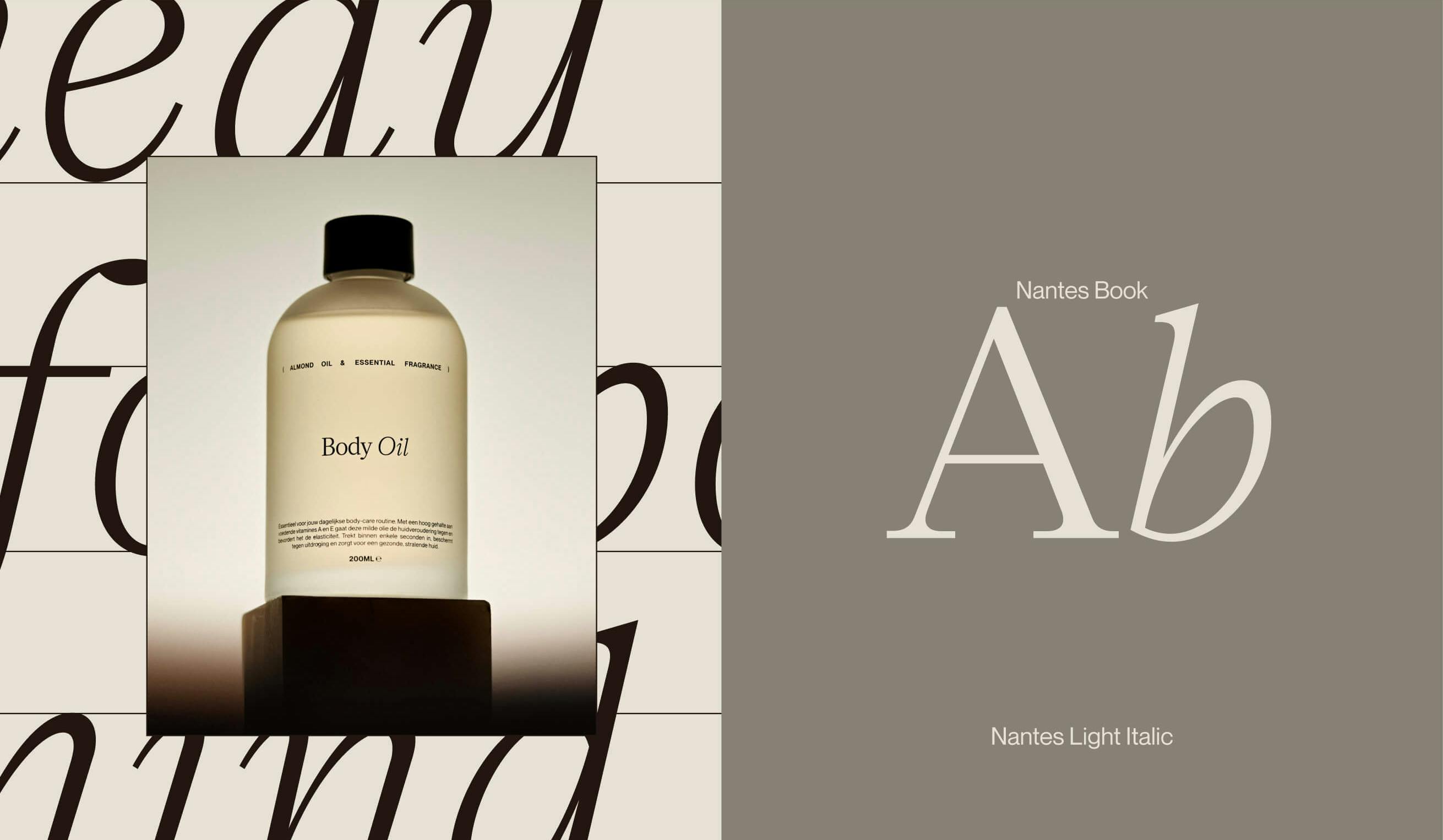 left image shows skin product and right has letters 'Ab' on gray background