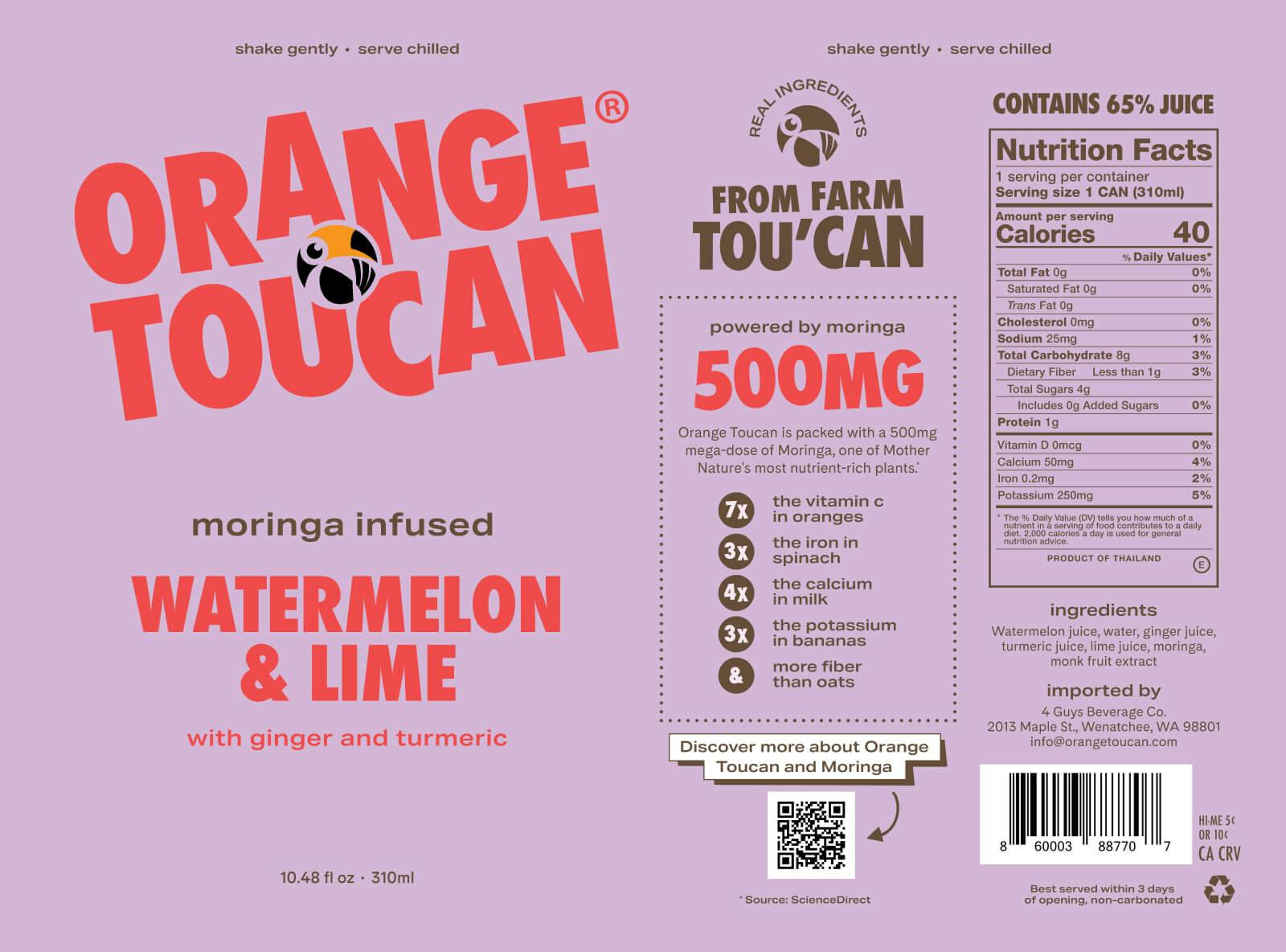 flat label of Orange Toucan beverage