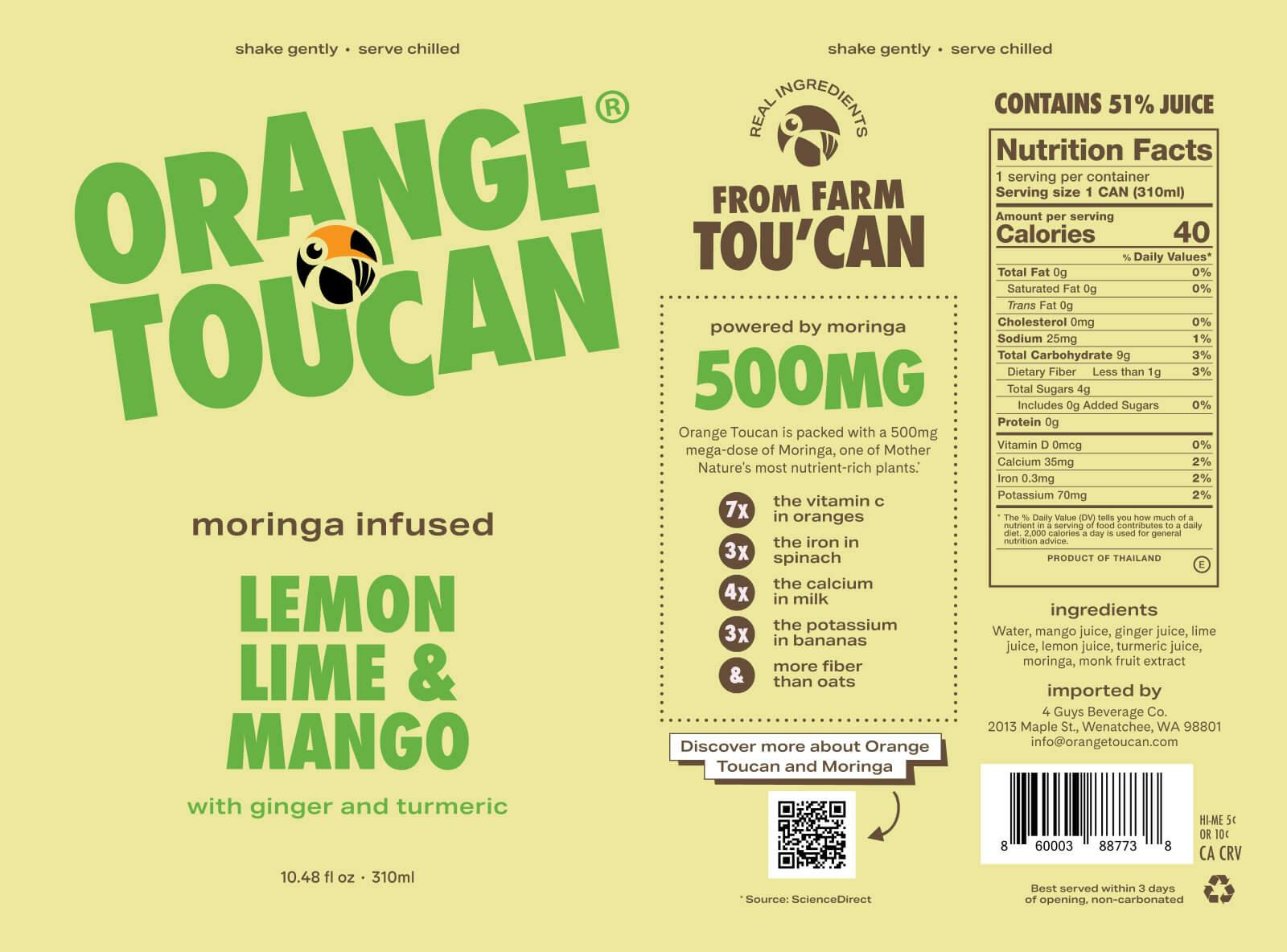 flat label of Orange Toucan beverage