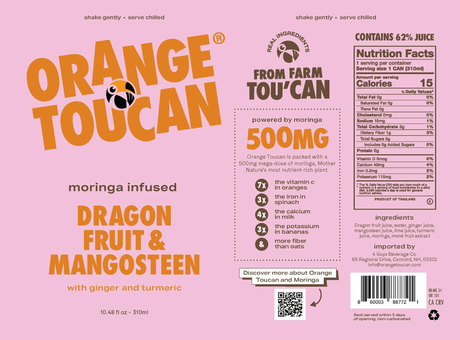 flat label of Orange Toucan beverage