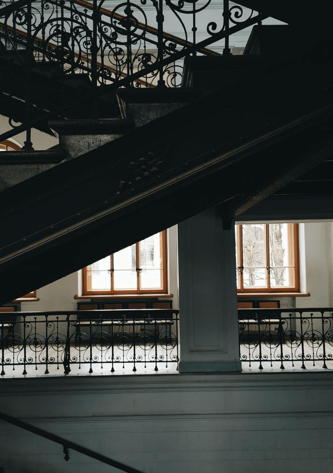 staircase made of cement inside old building